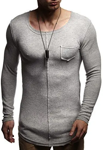 Produktbild: Leif Nelson Herren Pullover Rundhals-Ausschnitt Schwarzer Männer Longsleeve dünner Pulli Sweatshirt Langarmshirt Crew Neck Jungen Hoodie T-Shirt Langarm Oversize LN8186 Grau X-Large