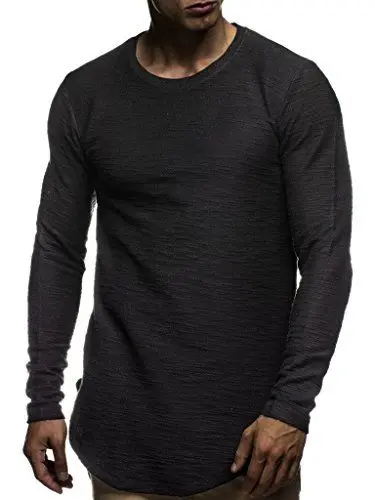 Produktbild: Leif Nelson Herren Pullover Rundhals-Ausschnitt Schwarzer Männer Longsleeve dünner Pulli Sweatshirt Langarmshirt Crew Neck Jungen Hoodie T-Shirt Langarm Oversize Schwarz Small