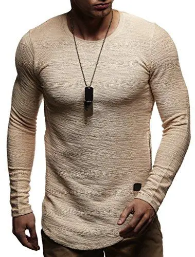 Produktbild: Leif Nelson Herren Pullover Rundhals-Ausschnitt Schwarzer Männer Longsleeve dünner Pulli Sweatshirt Langarmshirt Crew Neck Jungen Hoodie T-Shirt Langarm Oversize LN8133 Beige XX-Large