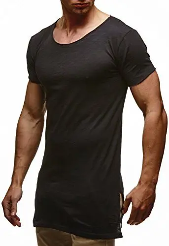 Produktbild: Leif Nelson Herren Sommer T-Shirt Rundhals-Ausschnitt Slim Fit Baumwolle-Anteil Moderner Männer T-Shirt Crew Neck Hoodie-Sweatshirt Kurzarm lang LN6336 Schwarz Small
