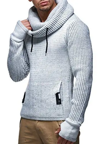Produktbild: Leif Nelson Herren Strickpullover Grau mit Kragen/Hochwertiger Winterpullover Regular Fit, ideal für Casual-Looks, Langarm Größe 3XL