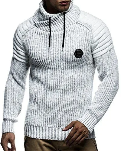 Produktbild: Leif Nelson Herren Strickpullover Grau mit Schalkragen/Hochwertiger Winterpullover in Regular Fit, ideal für Casual und Business, Langarm Größe XL
