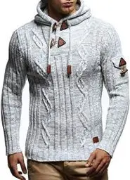 Produktbild: Leif Nelson Herren Strickpullover mit Kapuze Grau/Hochwertiger Winterpullover in Regular Fit, ideal für Casual und Business, Langarm Größe M