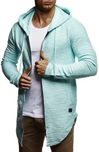 Produktbild: Leif Nelson Herren Sweatjacke mit Kapuze Slim Fit Baumwolle-Anteil Basic Männer Hoodie-Cardigan Langarm Jungen Schwarze Kapuzenjacke für Winter Sommer LN6301 Mint Medium