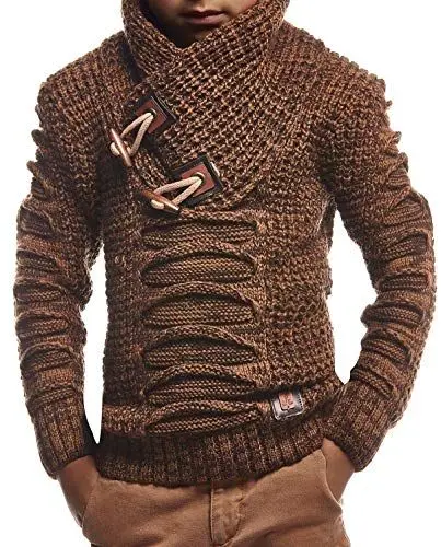 Produktbild: Leif Nelson Kinder Jungen Pullover Strickpullover Schalkragen Winterpullover schwarzer Pullover für Winter Hoodie Sweater Sweatshirt Langarm LN5575K 6-7 Camel-Braun