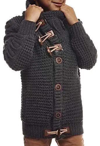 Produktbild: Leif Nelson Kinder Jungen Strickjacke Cardigan Schwarze Jacke für Winter Winterjacke Übergangsjacke Freizeitjacke Kinderjacken Langarm Schalkragen LN5585K 6-7 Anthrazit