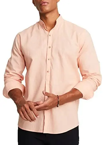 Produktbild: Leif Nelson Leinenhemd Herren Sommer Langarm Rosa/Freizeit und Business/Regular Fit/Durch Krempeln zum Kurzarm Dank angenähtem Knopf Größe L