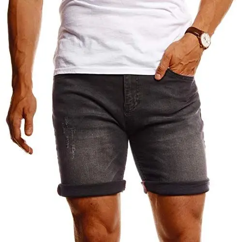 Produktbild: Leif Nelson Shorts Herren Kurze Hosen Männer Jeansshorts Denim Sommer Freizeithose Basic LN-1397 schwarz