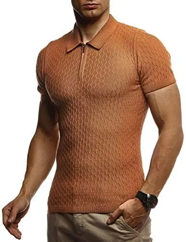 Produktbild: Leif Nelson Herren Poloshirt Slim Fit, Stretch Polo Shirt Kurzarm aus Baumwollmix, Klassisch & Modern, Elastisch, Atmungsaktiv, Pflegeleicht, Braun Größe L