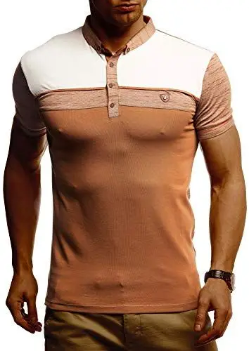Produktbild: Leif Nelson Sommer Poloshirt Kurzarm Herren T-Shirt Kragen (Braun, Größe XXL) - Coole Männer Poloshirts lang Baumwolle - Polo Shirt for Men Tshirt
