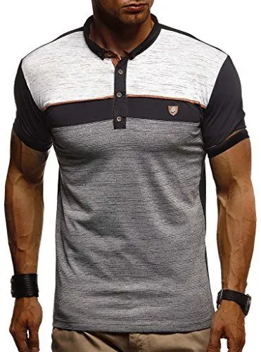 Produktbild: Leif Nelson Sommer Poloshirt Kurzarm Herren T-Shirt Kragen (Schwarz, Größe L) - Coole Männer Poloshirts lang Baumwolle - Polo Shirt for Men Tshirt