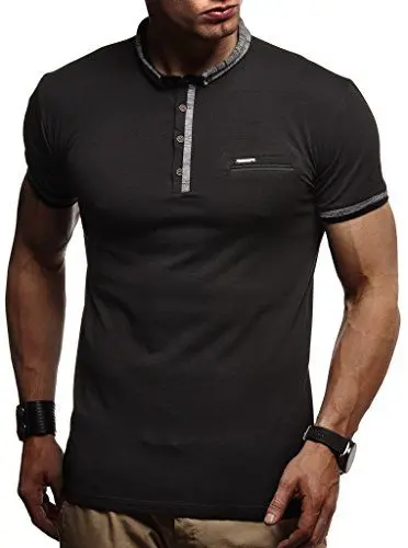 Produktbild: Leif Nelson Sommer Poloshirt Kurzarm Herren T-Shirt Kragen (Schwarz, Größe XXL) - Coole Männer Poloshirts lang Baumwolle - Polo Shirt for Men Tshirt