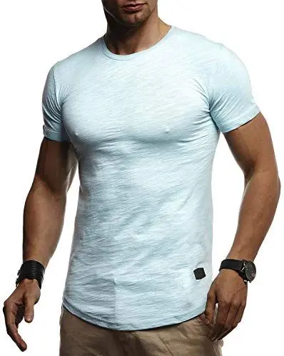 Produktbild: Leif Nelson T-Shirt Herren Sommer Rundhals-Ausschnitt (Blau, Größe XXL), Regular Fit Herren-T-Shirt Baumwolle, Basic Männer T-Shirt Kurzarm