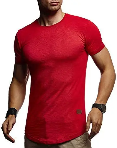 Produktbild: Leif Nelson Herren T-Shirt Sommer Rundhals-Ausschnitt (Rot, Größe XXL), Regular Fit 100% Baumwolle, Basic Männer Kurzarm