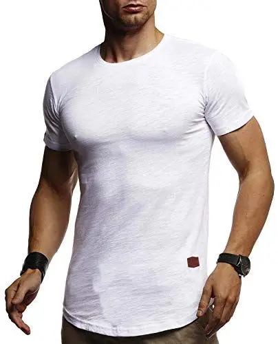 Produktbild: Leif Nelson T-Shirt Herren Sommer Rundhals-Ausschnitt (Weiß, Größe M), Regular Fit Herren-T-Shirt 100% Baumwolle, Casual Basic Männer T-Shirt Kurzarm