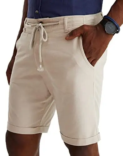 Produktbild: Leif Nelson kurze Hose Herren Bermuda Leinen Shorts Leinenhose Stoffhose Leinenshorts Männer Sommerhose Jungen Freizeithose LN9490 Beige XL