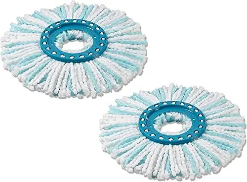 Produktbild: Leifheit 2er Set Ersatzkopf CLEAN Twist Disc Mop Micro Duo, für alle Bodenarten, ideale Schmutzaufnahme Dank 2-Faser-System, saugfähiger Microfaser, mit hoher Wasser- und Schmutzaufnahme, Ersatzbezug