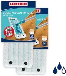 Produktbild: Leifheit 2er Set Wischbezug CLEAN Twist M Micro Duo, für alle Bodenarten, Bodenwischer Ersatzbezug für ideale Schmutzaufnahme Dank 2-Faser-System, Mikrofaser Putzlappen ideal für Fliesen und Laminat
