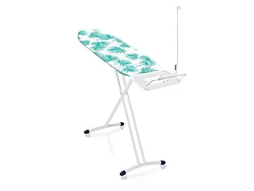 Produktbild: Leifheit Bügelbrett AirBoard Express M Solid, für Dampfstationen, Bügeltisch mit Baumwoll-Spezialbezug für bessere Dampfverteilung, Dampfbügelbrett, ultraleichte Bügelfläche, Bezug mit Palmen-Muster