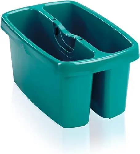 Produktbild: Leifheit Eimer Combi Box mit 2 Kammern für Wasser und Putzutensilien, platzsparend stapelbarer Putzeimer, Aufbewahrungsbox für Eimer Combi