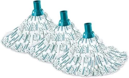 Produktbild: Leifheit Ersatzkopf Classic Mop Viskose 3er Set, mit Viskose und Polyester für hartnäckige Flecken auf Fliesen und Steinböden, extra saufgähige Viskose, waschbar bei 60°C, flexible Mopkopf-Streifen