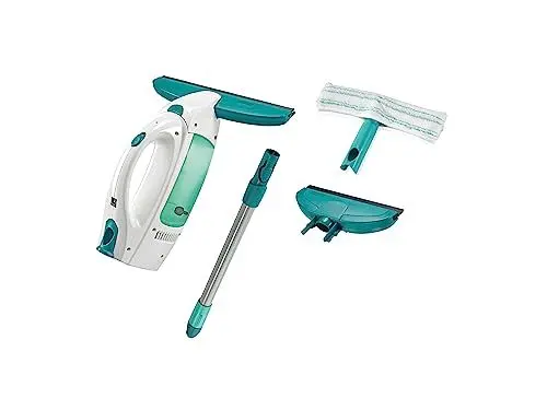 Produktbild: Leifheit Fenstersauger Set Dry & Clean mit Stiel & Einwascher und zweiter Düse für 360° streifenfreie Reinigung, verwendbar bis zu 38 min, Fensterreiniger mit Stand-by-Automatik und Click-System