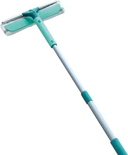 Produktbild: Leifheit Fensterwischer Classic Telescope, 2in1 Fensterreiniger mit Mikrofaserbezug für hartnäckigen Schmutz, ausziehbare Teleskopstange von 90 bis 150 cm, Abzieher für streifenfreie Fenster