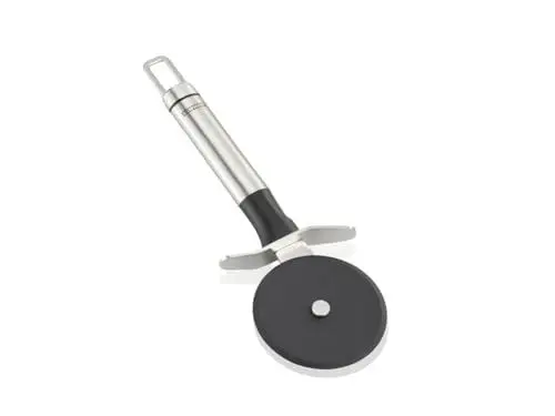 Produktbild: Leifheit Pizzaschneider NylonSterling-Serie, Pizzaroller aus Edelstahl mit Nylonrad, Schneiden ohne Kratzer, Pizza cutter mit ovaler Griffform, Fingerschutz und praktischer Aufhängeöse, silber