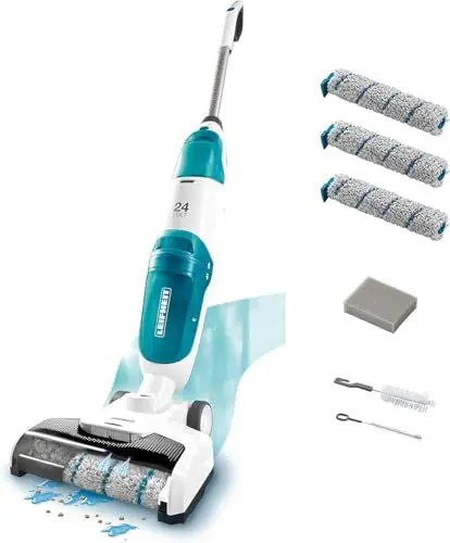 Produktbild: Leifheit Set Akku Saugwischer Regulus Aqua PowerVac inkl. Zubehör, saugen und wischen, Leichter Nasssauger mit leistungsstarken 24V, kabelloser Waschsauger mit 22min Akku-Laufzeit und Standfunktion