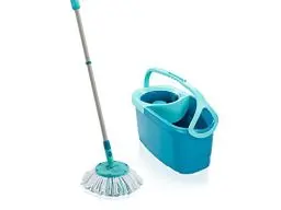 Produktbild: Leifheit Set CLEAN TWIST Disc Mop Ergo 2.0, Bodenwischer mit Mikrofaser Bezug für nebelfeuchte Reinigung auf Fliesen und Laminat, Wischmopp mit Click-System und Schleudertechnologie