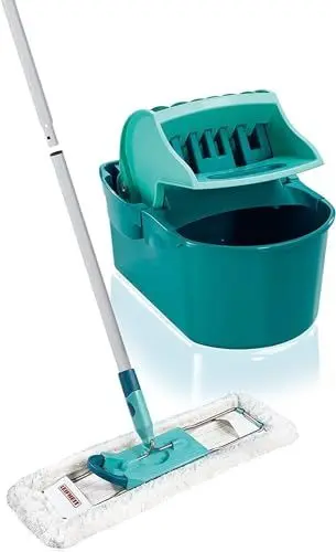 Produktbild: Leifheit Set Wischtuchpresse Profi Compact mit Bodenwischer und 3-teiligem Stiel, wie handgewrungen auspressbar, platzsparendes Wischset mit Mikrofaser Wischbezug für Fliesen und Laminat, Click-System
