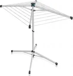 Produktbild: Leifheit Standwäschespinne LinoPop-Up 140, Wäscheständer mit vier Leinenarmen, platzsparender Standtrockner, selbststehende Wäschespinne, 14m Wäscheleine, Öffnung auf Knopfdruck, inkl. Schutzhülle