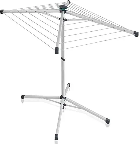 Produktbild: Leifheit Standwäschespinne LinoPop-Up 140, Wäscheständer mit vier Leinenarmen, platzsparender Standtrockner, selbststehende Wäschespinne, 14m Wäscheleine, Öffnung auf Knopfdruck, inkl. Schutzhülle
