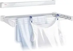 Produktbild: Leifheit Wandtrockner Telegant 72 Protect, 7,20m Wäscheleine für kleine Haushalte, platzsparender Trockner, Wäschereck mit Wandmontage, drinnen & draußen, Wäschetrockner für die Wäsche zwischendurch