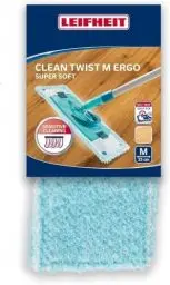 Produktbild: Leifheit Wischbezug CLEAN TWIST M Ergo super soft für sensible Böden, Bodenwischer Ersatzbezug mit Spezialfasern, Wischmopp für minimale Wasseraufnahme, ideal für Parkett, Laminat, Echtholz und Kork