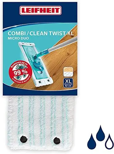 Produktbild: Leifheit Original Wischbezug CLEAN TWIST XL micro duo, für alle Bodenarten, Bodenwischer Ersatzbezug für ideale Schmutzaufnahme dank 2-Faser-System, Mikrofaser Wischbezug ideal für Fliesen und Laminat