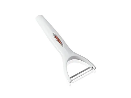 Produktbild: Leifheit Y-Sparschäler ComfortLine-Serie, Schäler mit ergonomischen Griff für angenehme Handhabung, Spargelschäler, Kartoffelschäler, Gemüseschäler, einfache Reinigung, weiß