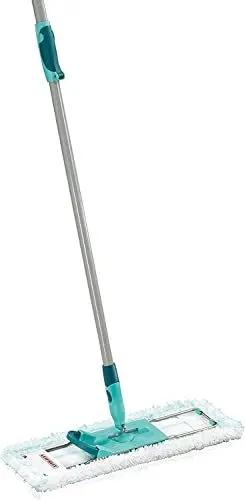 Produktbild: Leifheit rückenschonender Bodenwischer Profi XL Micro Duo Telescope, Teleskopstiel 87-142cm aus Stahl, mit Bezug für Fliesen & Laminat, Wischmopp zum Lösen mit Fußklick, 360°-Drehgelenk, Click-System