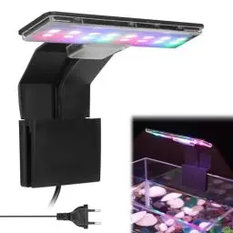Produktbild: Leikurvo Aquarium LED Beleuchtung, Clip On Aquarium Beleuchtung Licht 3 Farben Aquarium LED Beleuchtung 220V 6W Aquarium Licht Clip Lamp für Wasserpflanzen und Fische (Schwarz)