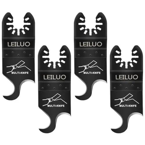 Produktbild: LEILUO 4-teiliges Multifunktionswerkzeug Haken sägeblatt für Teppiche Dachpappe mit Aufbewahrungstasche Kompatibel mit DeWalt Dremel Milwaukee und mehr