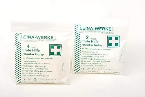 Produktbild: LEINA-WERKE 43013 Erste Hilfe-Handschuhe 100 Vinyl-Handschuhe M 1 Packung