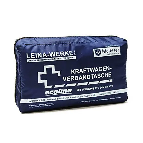 Produktbild: Leina-Werke 11053 KFZ-Verbandtasche Compact Ecoline mit Warnweste und Klett, Blau/Weiß