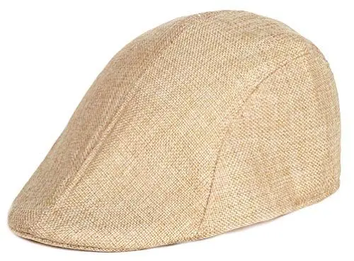 Produktbild: Leinen Baskenmütze Flatcap Schirmmütze Herren Einheitsgröße Mütze Gemütlich Unique Cap Atmungsaktiv Schiebermütze (Khaki,One Size)