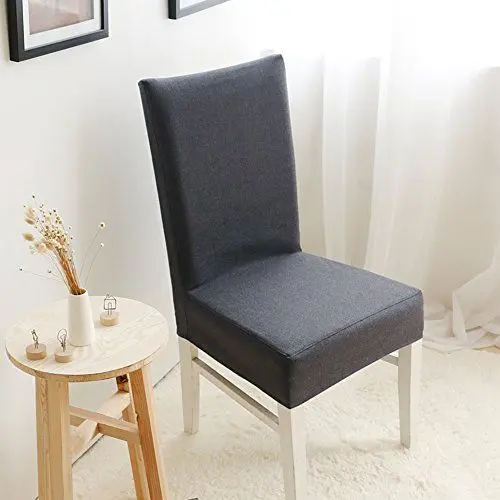 Produktbild: Leinen Universell Esszimmer Stuhlhussen Bankett Moderne Hotel Restaurant Esszimmerstuhl Hussen Volltonfarbe Esszimmerstühle Schonbezüge(Nur Esszimmer Sitz Stuhl Abdeckungen Protectors)-1 Pack-b