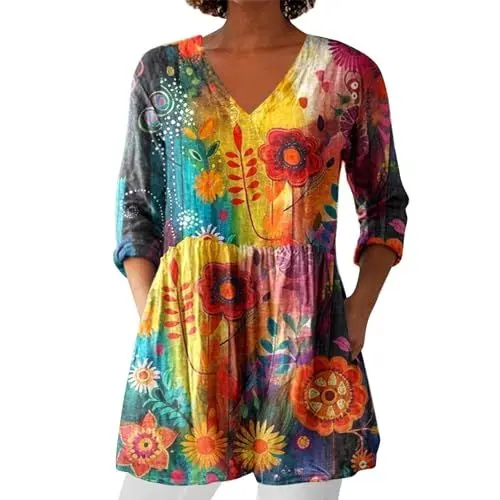 Produktbild: Leinenbluse Damen, Blusenshirt Langarm Sommer Leinen Shirt Sommerblusen Leicht Strand Tunika Luftig Oberteile Tshirt Longshirt Blusen & Tuniken Für Damen Meine Zahlungen & Monatsabrechnungen