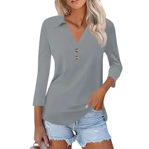 Produktbild: Leinenbluse Damen Sommer Damen Shirts 3/4 Arm Weiße Bluse Damen Blumen Bluse Damen Bluse für Hochzeit Sommer Kleidung für Damen Große Größen T Shirt Damen Schwarzes Top 3/4 Elfenbein XL
