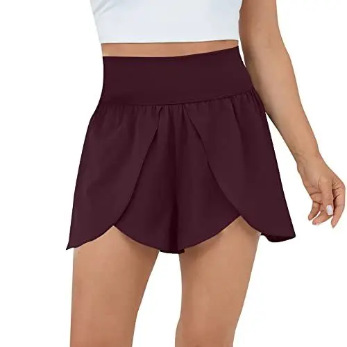 Produktbild: Leinenhose Damen Leichte Sommerhose, Wickelhose mit Schlitz Weites Bein Rüschen Hose Flowy Sommer Yogahose Leicht Luftige Plissee Bequeme Sporthose Freizeithose Damen Strumpfhose Damen hautfarben