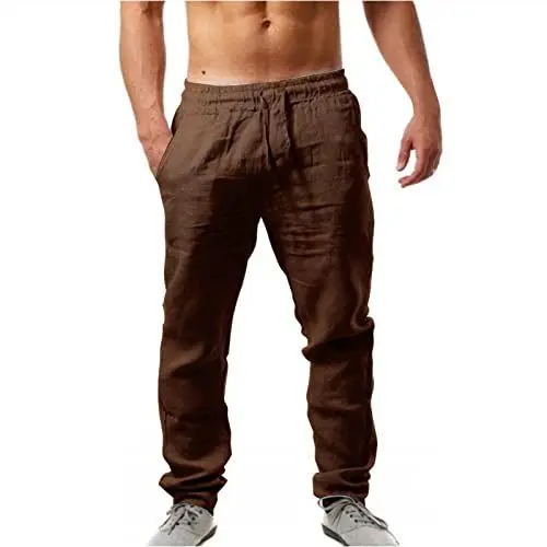 Produktbild: Leinenhose Herren Lang Loose Fit Sommerhose Atmungsaktiv Standhosen Leicht Hosen Komfortabel Loungewear Freizeithose Herren Hosen Sommer Lang Leicht