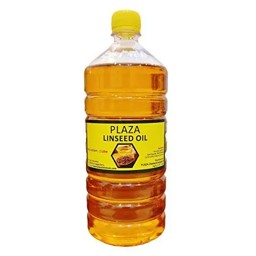 Produktbild: Leinöl rein – 1 Liter Packung von PLAZA (Fledermausöl) für Holzpolitur und Holzstärke, verwendet für Cricket-Schläger, verwendet zum Mischen in Farben für verbesserten Glanz, gutes Massageöl.