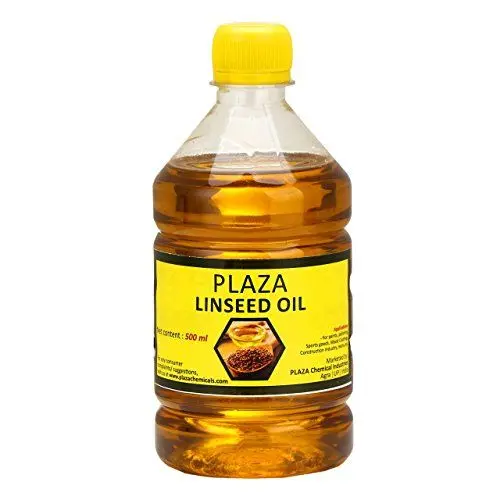 Produktbild: Leinöl rein – 500 ml Packung (Fledermausöl) von PLAZA für Holzpolitur und Holzstärke, verwendet für Cricket-Schläger, verwendet zum Mischen in Farben für verbesserten Glanz, gutes Massageöl.